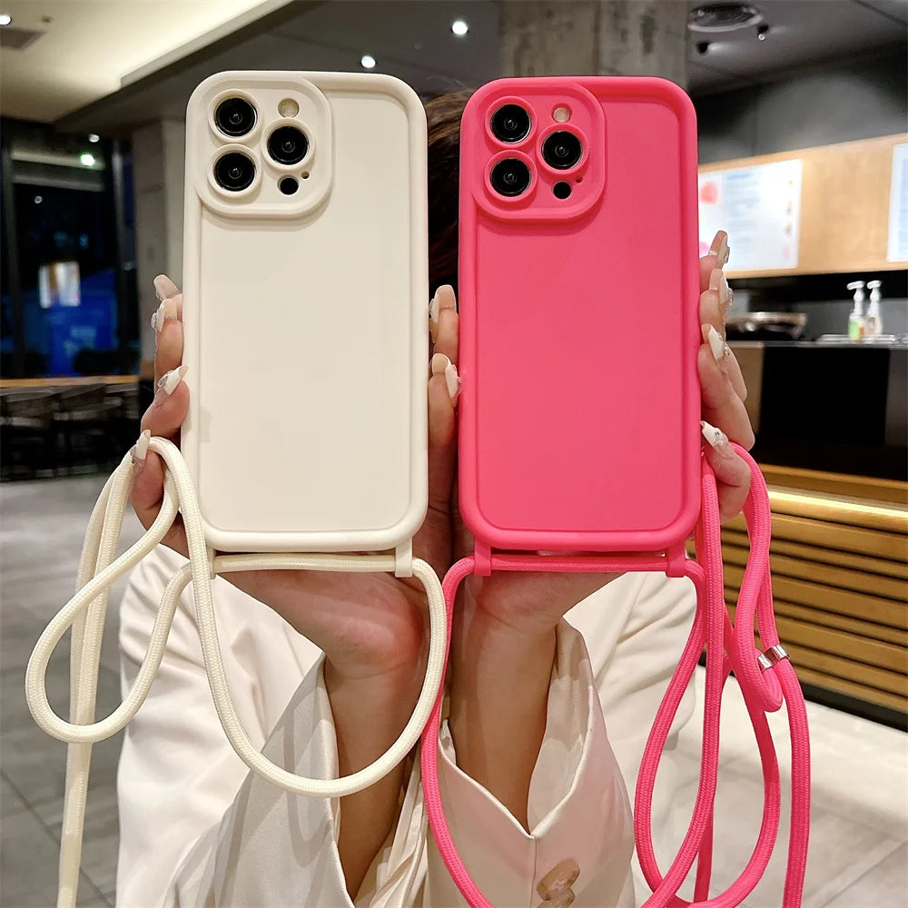 Etui z paskiem przez ramię do iPhone - regulowany sznurek, ochrona przed zarysowaniem