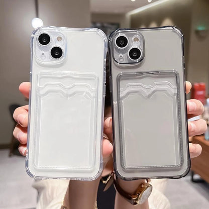Etui do iPhone z kieszenią na kartę – przezroczyste, odporne na wstrząsy
