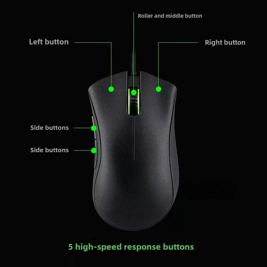 Mysz Gamingowa Razer Przewodowa 6400 DPI 5 Przycisków USB Prawa Ręka LOL E-sport Biuro