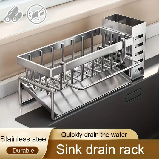 Organizer na gąbkę i akcesoria kuchenne ze stali nierdzewnej – ociekacz na zlew 23x10,5x9cm
