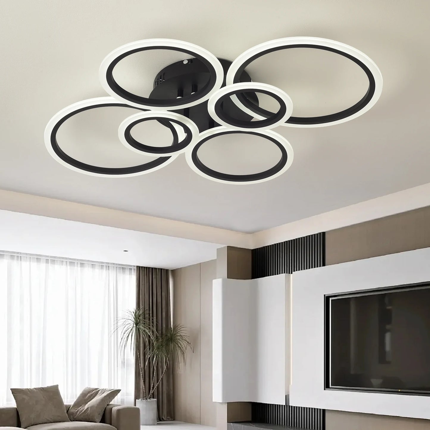 Lampa sufitowa LED do salonu kuchni sypialni - czarna biała - ściemnialna