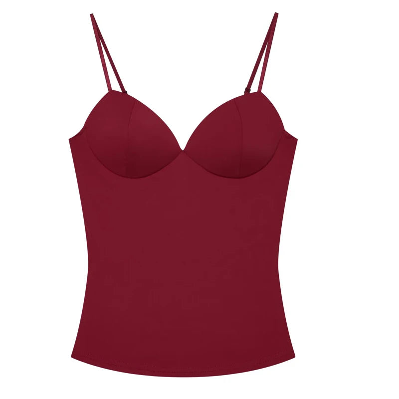 Gorsetowy Top Damski Crop na Ramiączkach – Brązowy Bustier Bodycon Backless