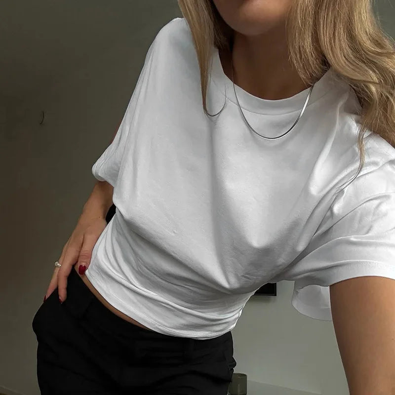 Szara Koszulka Crop Top Gorsetowa Damska – Casual Streetwear Wiosna Lato