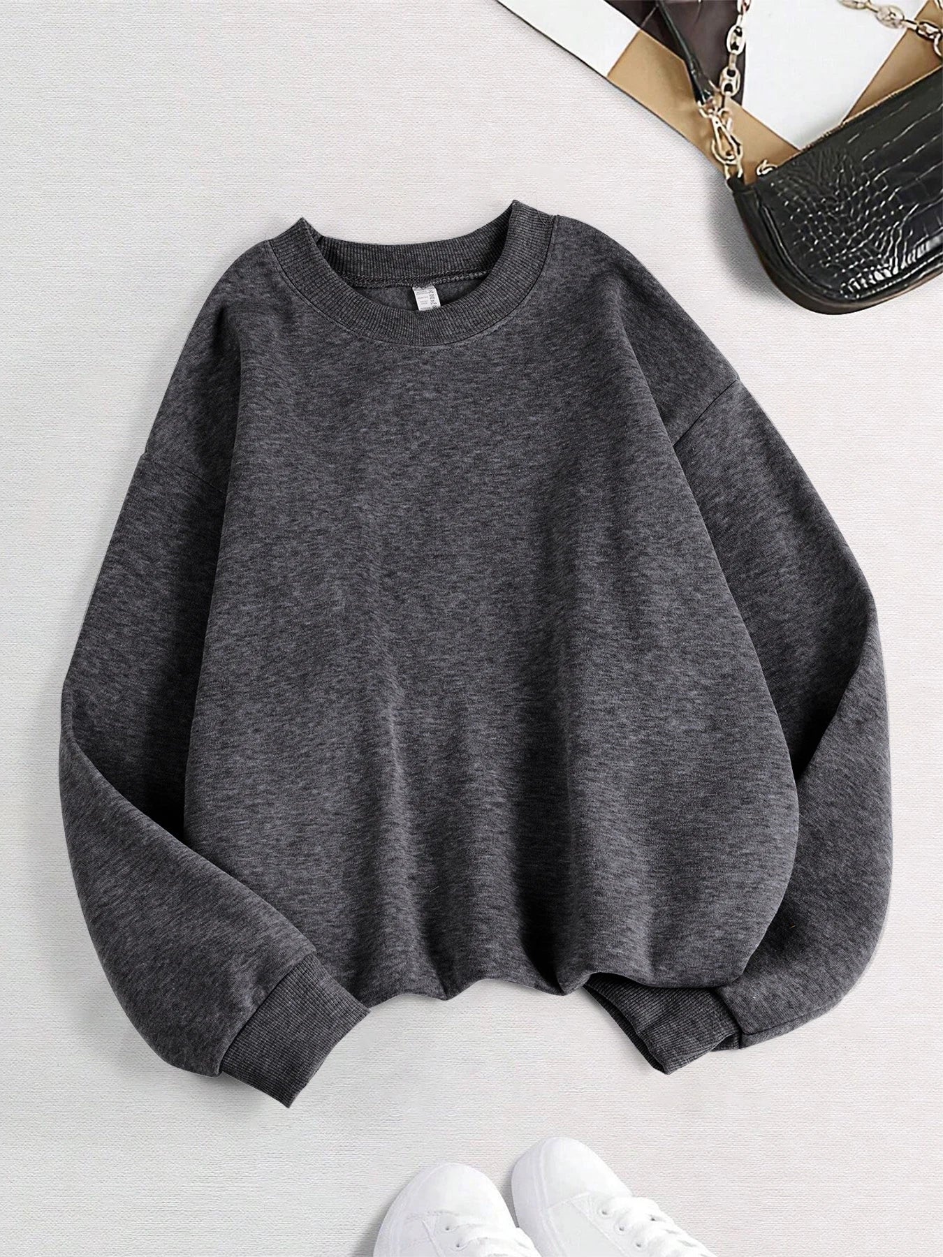 Ciepła Bluza Polarowa Damska bez Kaptura – Luźny Pullover na Jesień Zimę