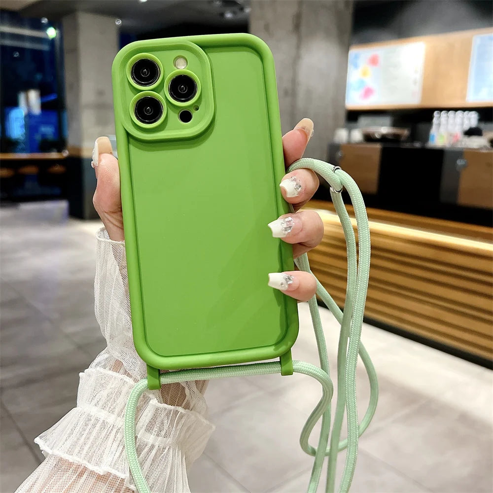 Etui z paskiem przez ramię do iPhone - regulowany sznurek, ochrona przed zarysowaniem
