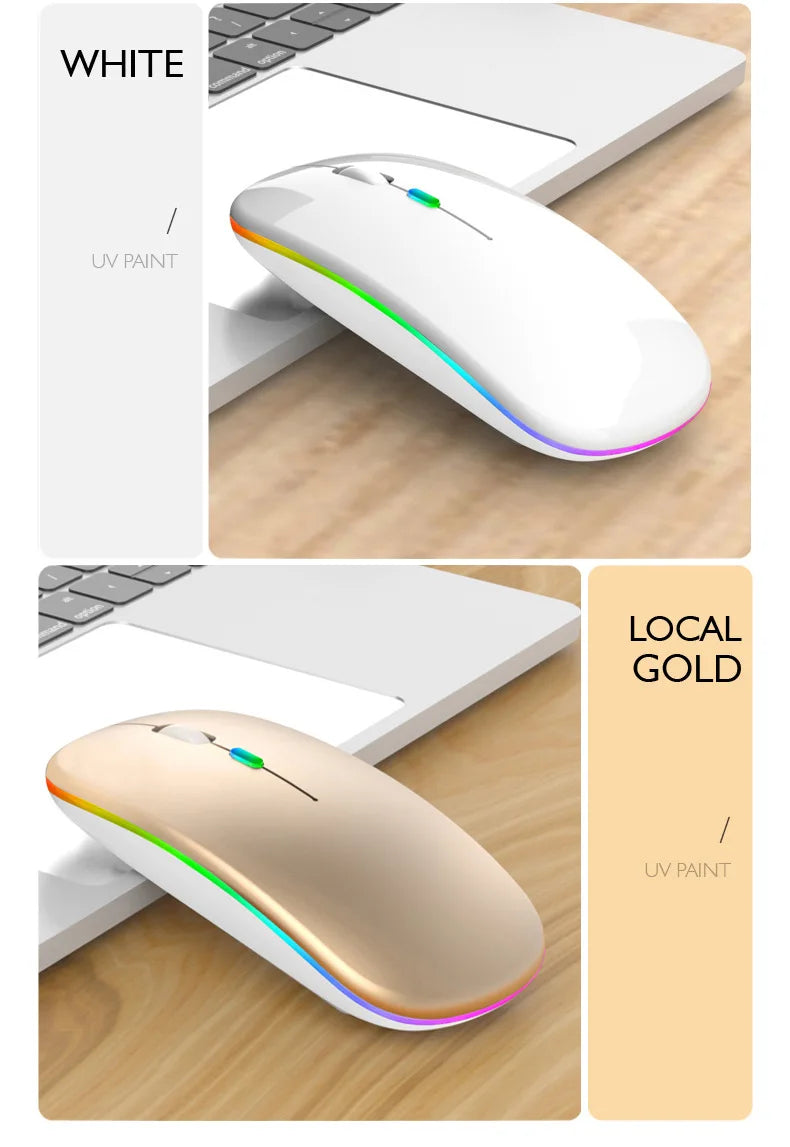 Mysz bezprzewodowa Bluetooth 5.0 + 2.4GHz USB RGB | 1600 DPI | Tryb Dual Mode | HXSJ