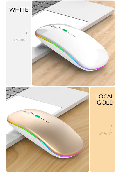 Mysz bezprzewodowa Bluetooth 5.0 + 2.4GHz USB RGB | 1600 DPI | Tryb Dual Mode | HXSJ
