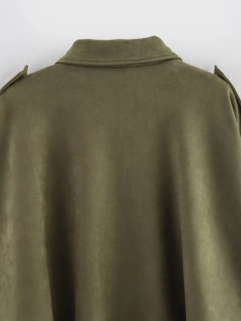 Kurtka bomber damska vintage – luźny krój, kołnierz, długi rękaw