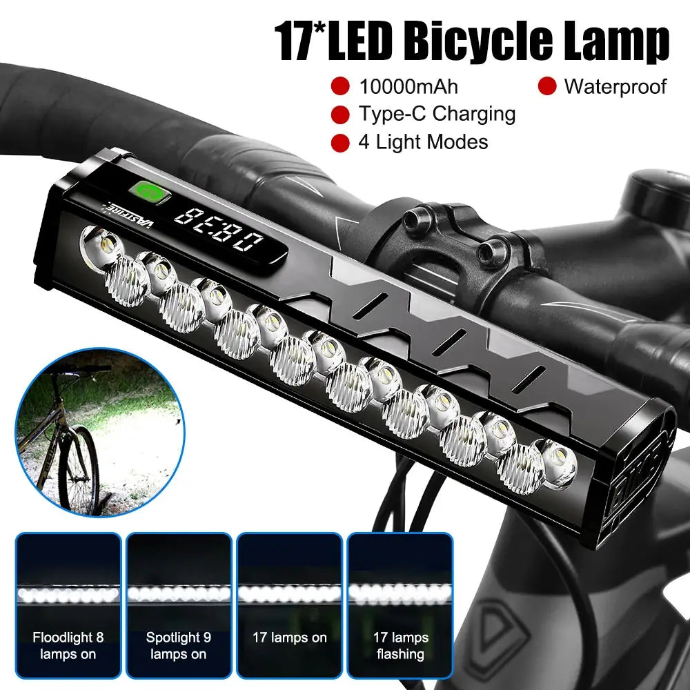 Bicycle Light Front 8/17LED 25500Lumen Bike Light 10000mAh Waterproof Flashlight USB Charging MTB Road Cycling Lamp Accessories