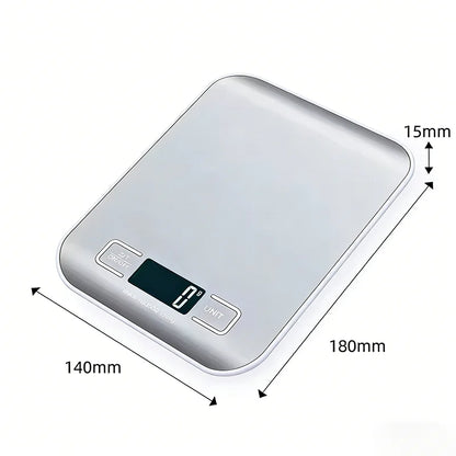 Waga kuchenna cyfrowa 5kg/10kg dokładność 1g wyświetlacz LCD – stal nierdzewna