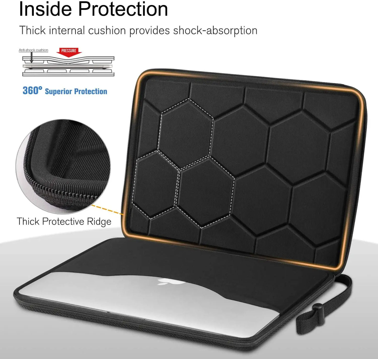Etui na laptopa 13 14 15,6 cala EVA wodoodporne z paskami czarne