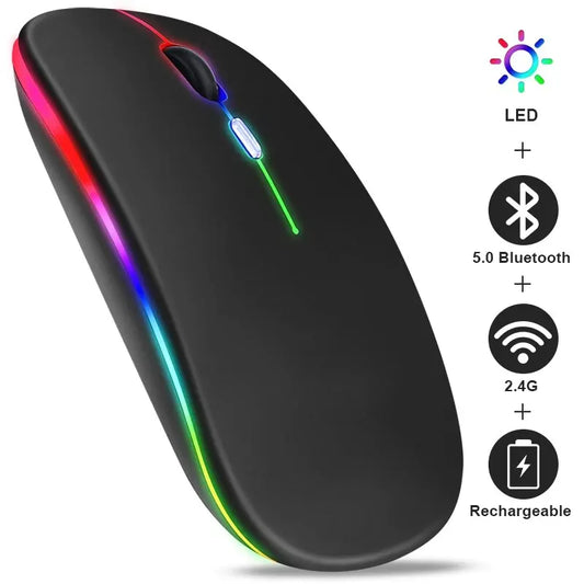 Mysz bezprzewodowa Bluetooth RGB podświetlenie LED ergonomiczna do laptopa PC 3600 DPI ładowana USB
