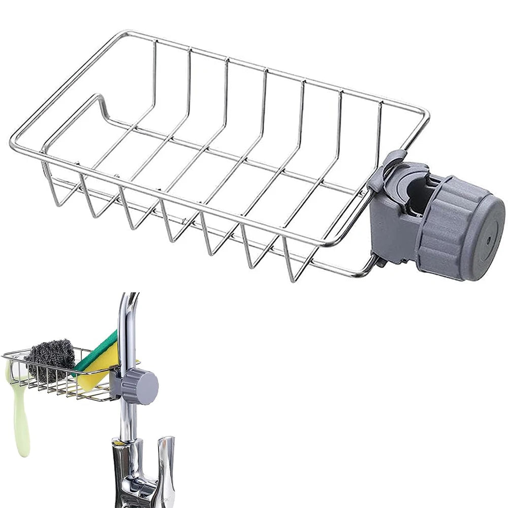 Organizer na kran – uchwyt na gąbkę, mydło i ściereczkę do zlewu kuchennego