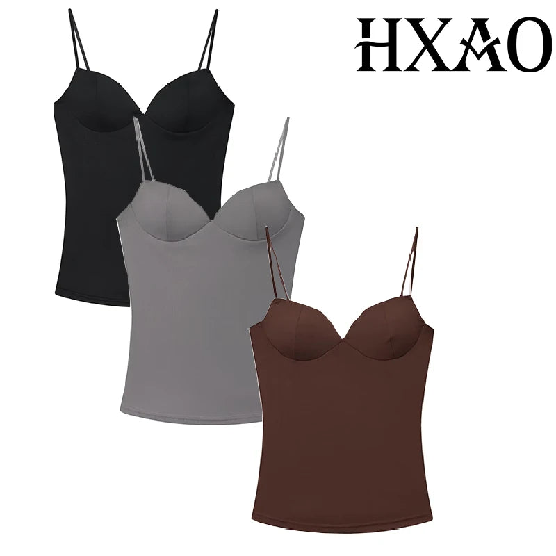 Gorsetowy Top Damski Crop na Ramiączkach – Brązowy Bustier Bodycon Backless