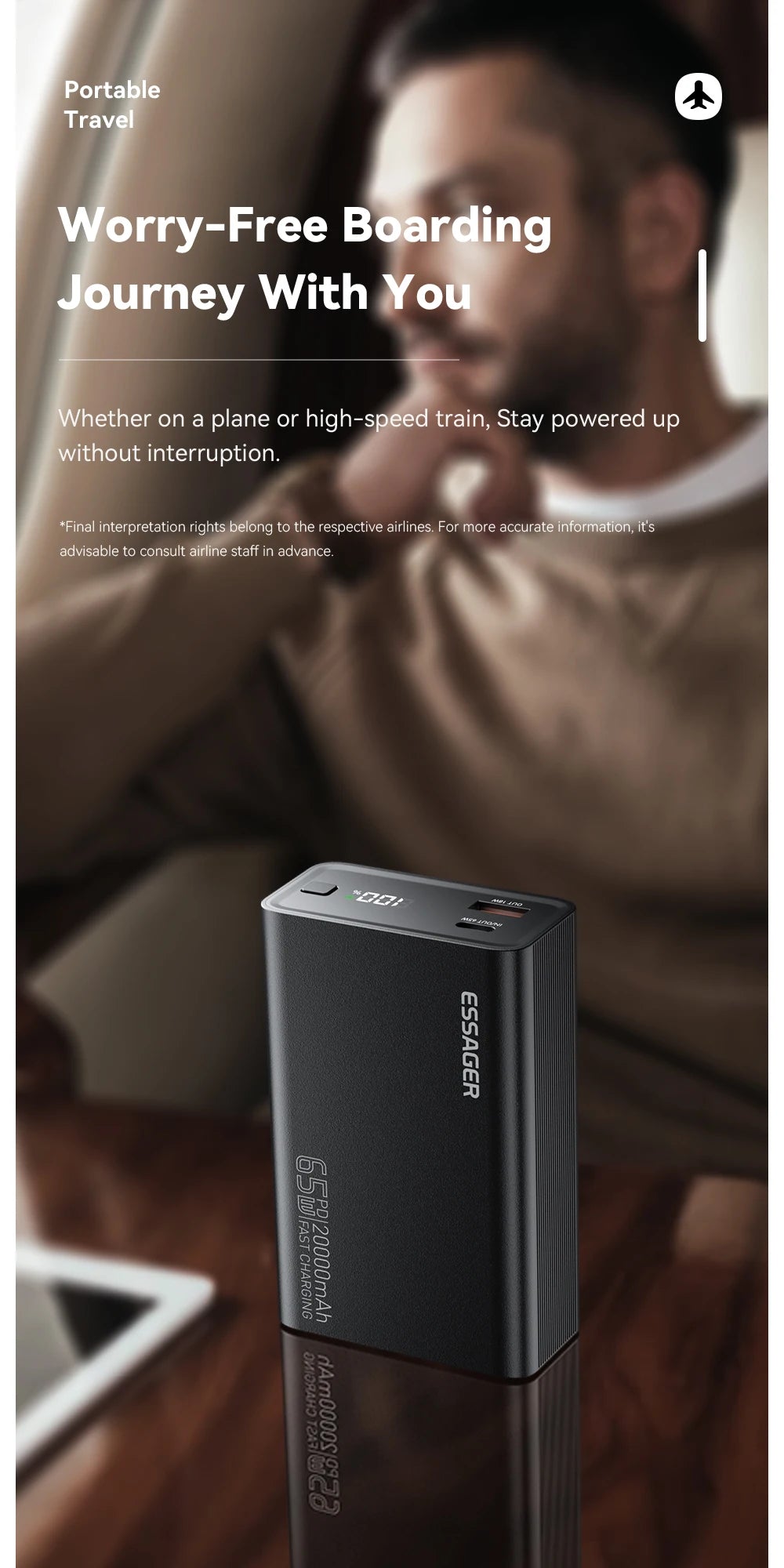 Power Bank 20000mAh PD 65W Szybkie Ładowanie iPhone