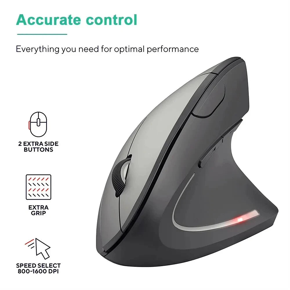 Pionowa Mysz Bezprzewodowa Ergonomiczna 2.4GHz 6 Przycisków DPI 800/1200/1600 do Laptopa PC