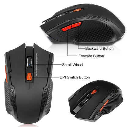 Mysz bezprzewodowa 2.4G 1600DPI 6 przycisków USB do PC i laptopa