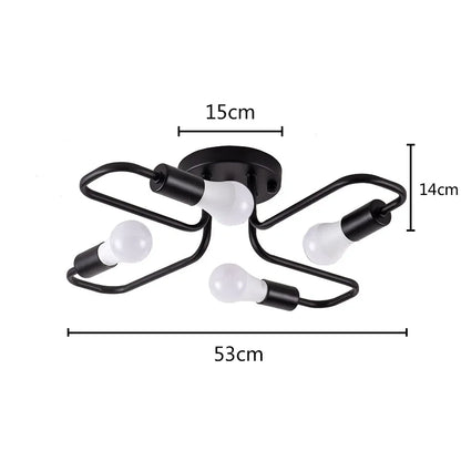 Żyrandol LED do salonu i kuchni 4x12W E27 czarny metalowy sufitowy