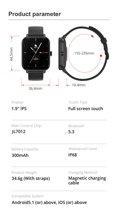 Smartwatch COLMI P81 z rozmowami Bluetooth, monitorem zdrowia 24H i 100+ trybami sportowymi