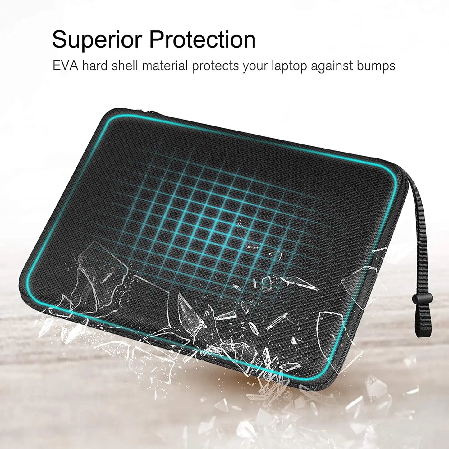 Etui na laptopa 13 14 15,6 cala EVA wodoodporne z paskami czarne