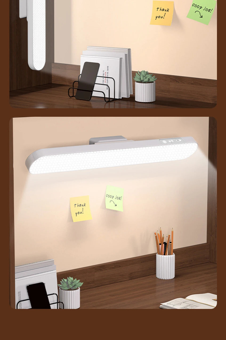 Lampka biurkowa LED USB z magnesem – 3 barwy światła, ściemnialna, akumulatorowa
