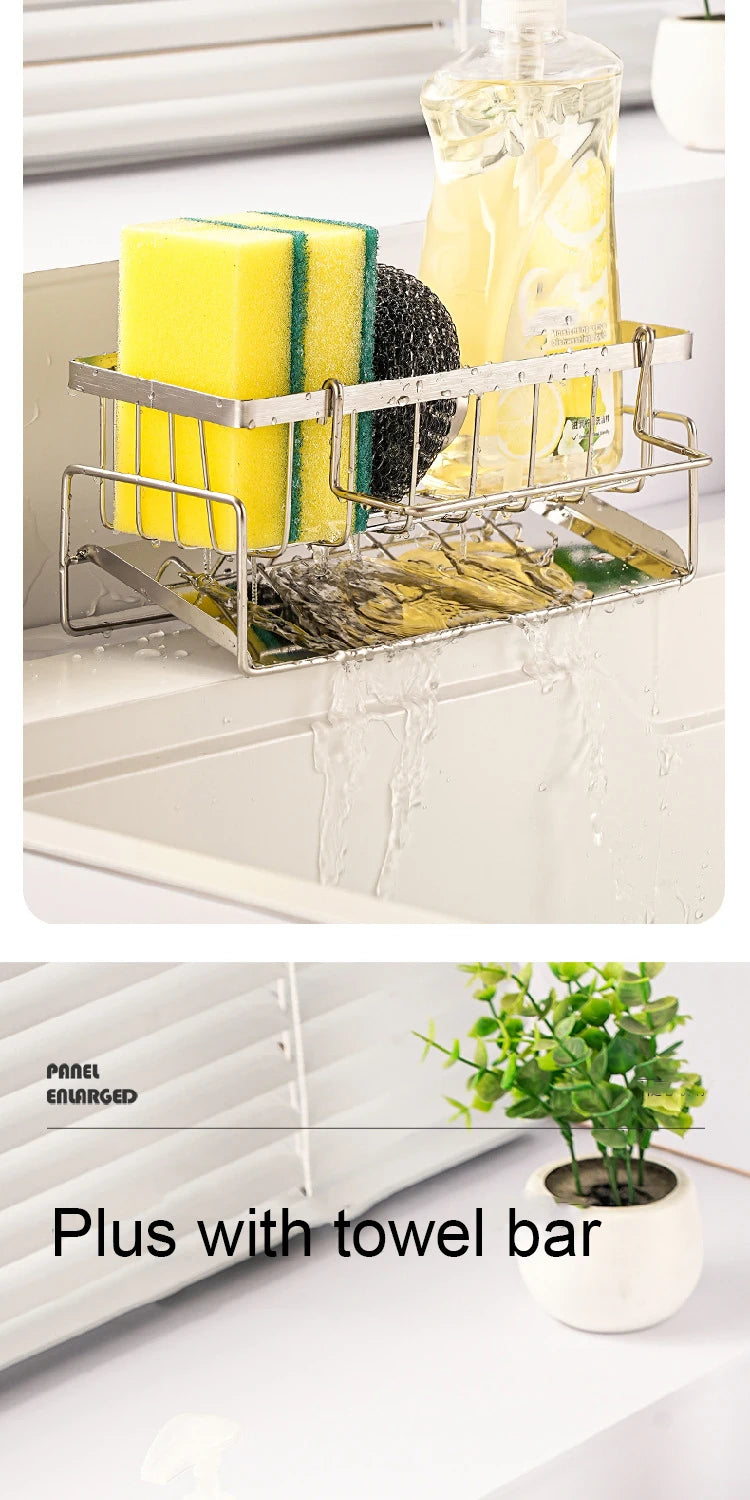 Organizer na gąbkę i akcesoria kuchenne ze stali nierdzewnej – ociekacz na zlew 23x10,5x9cm
