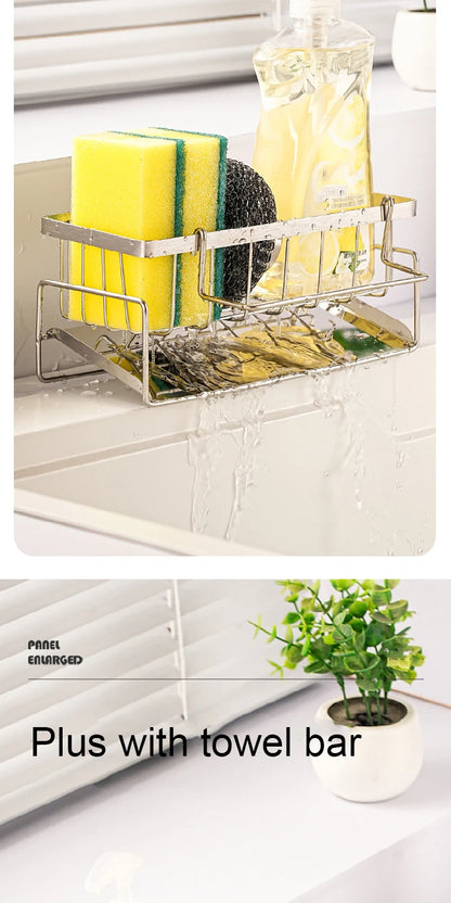 Organizer na gąbkę i akcesoria kuchenne ze stali nierdzewnej – ociekacz na zlew 23x10,5x9cm