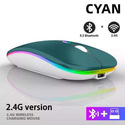 Mysz bezprzewodowa Bluetooth 5.0 + 2.4GHz USB RGB | 1600 DPI | Tryb Dual Mode | HXSJ