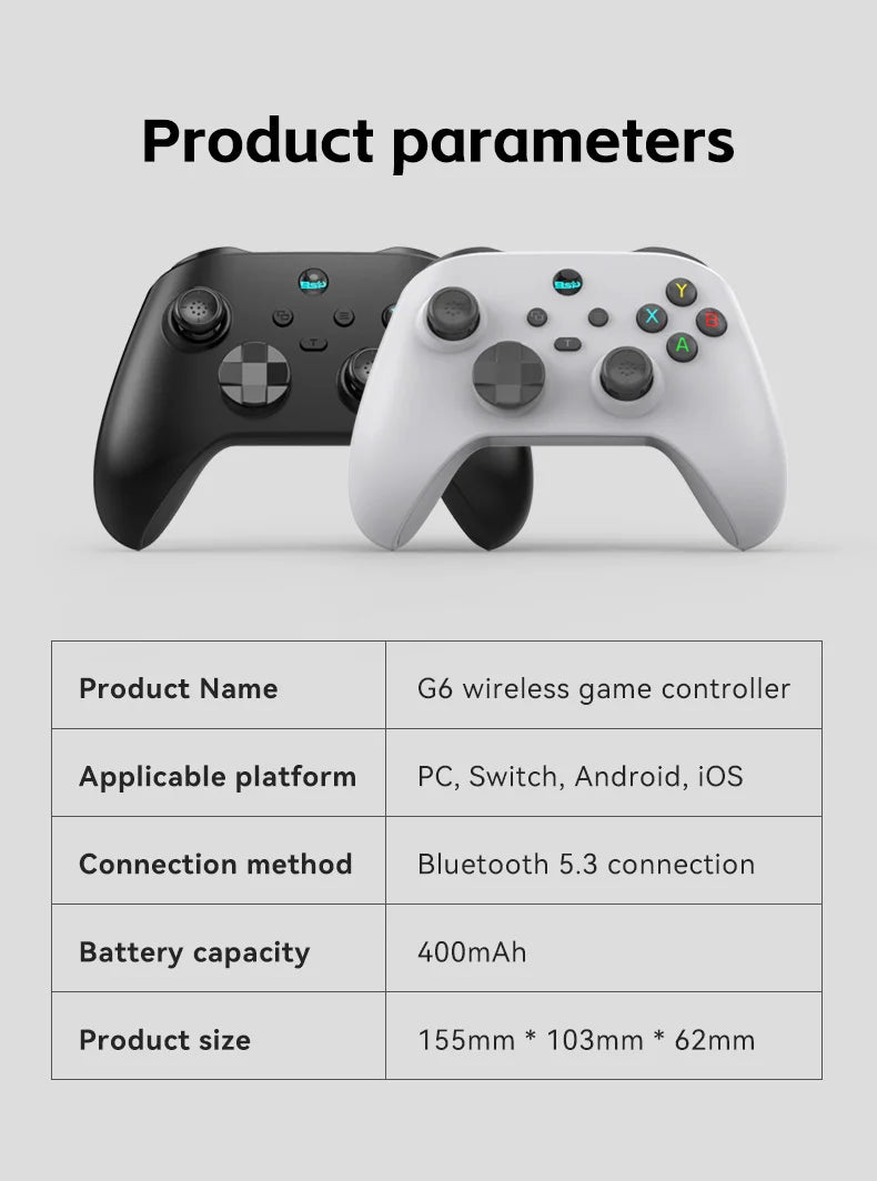 Kontroler G6 Bezprzewodowy do Gier Mobilnych z Hall Trigger i Hall Joystick | Switch / PC / Android / iOS