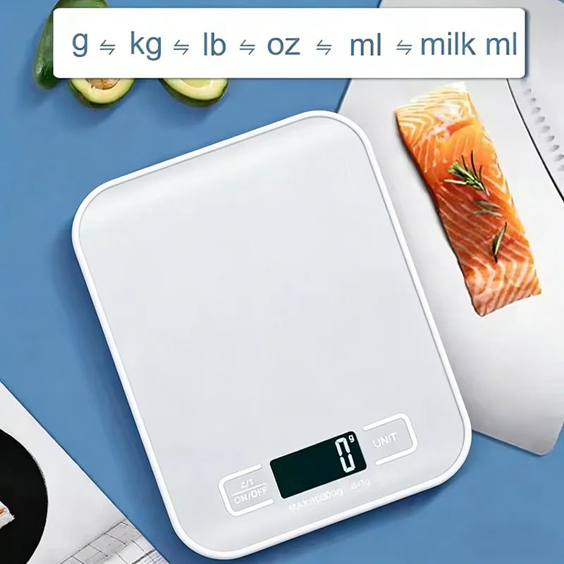 Waga kuchenna cyfrowa 5kg/10kg dokładność 1g wyświetlacz LCD – stal nierdzewna