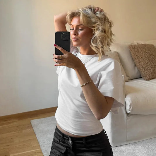 Szara Koszulka Crop Top Gorsetowa Damska – Casual Streetwear Wiosna Lato