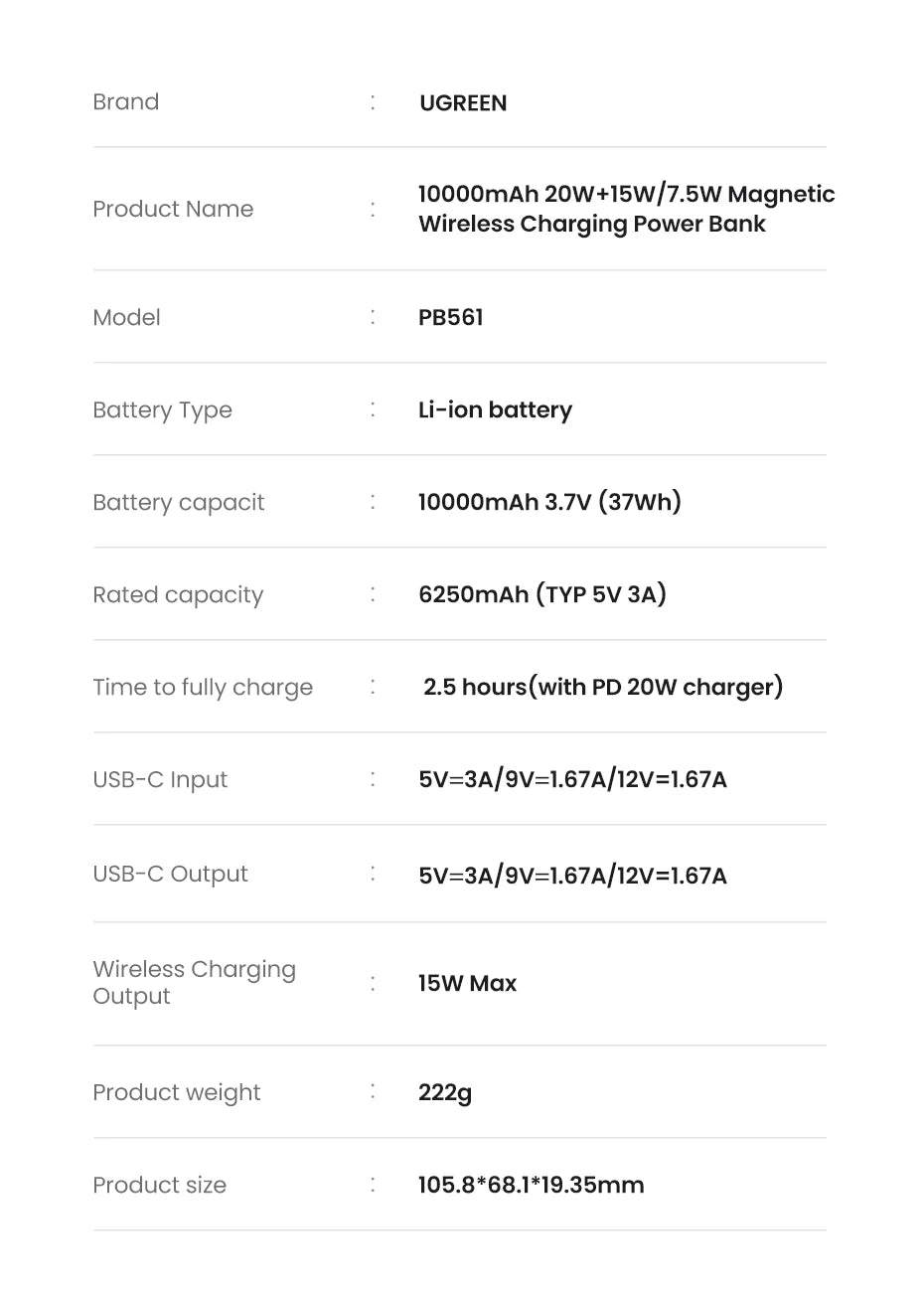 PowerBank 10000mAh MagSafe Wireless 20W do iPhone