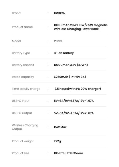 PowerBank 10000mAh MagSafe Wireless 20W do iPhone