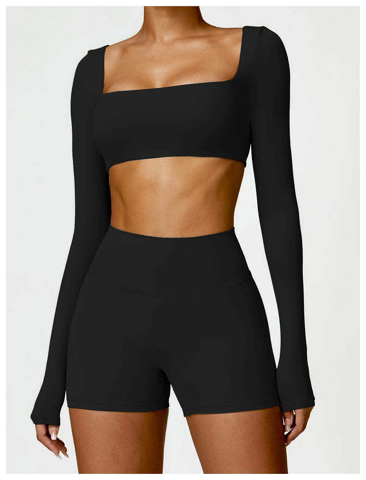 Sportowy Crop Top Damski z Kwadratowym Dekoltem – Szybkoschnący do Jogi i Siłowni