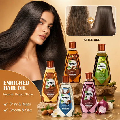 Olejek do włosów 330ml - Oliwa Argan Kokos Cebula Migdał - Wygładzanie, Nawilżanie, Regeneracja