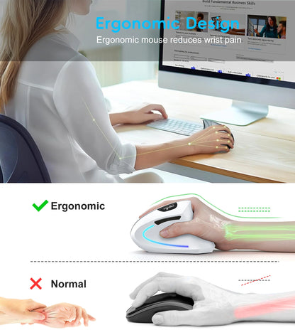 Mysz pionowa bezprzewodowa HXSJ T22 2.4G+BT5.1 ergonomiczna 2400DPI RGB ładowana USB-C