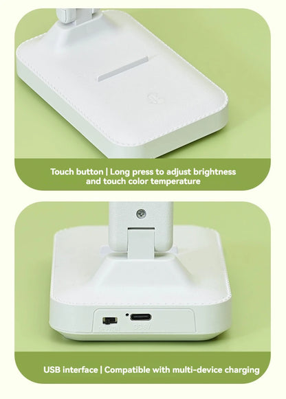 Lampka biurkowa LED z podwójną głowicą, ściemnialna, USB, akumulator