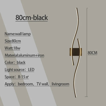 Kinkiet LED Ścienny Aluminiowy 12-18W Salon Sypialnia TV 60-80cm Czarny