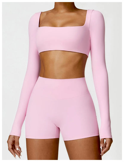 Sportowy Crop Top Damski z Kwadratowym Dekoltem – Szybkoschnący do Jogi i Siłowni