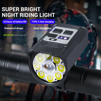 KDULIT 9 LED Bicycle Headlight USB Rechargeable Bike Lamp Super Bright Handlebar Lights Outdoor Waterproof Cycling  Front Light