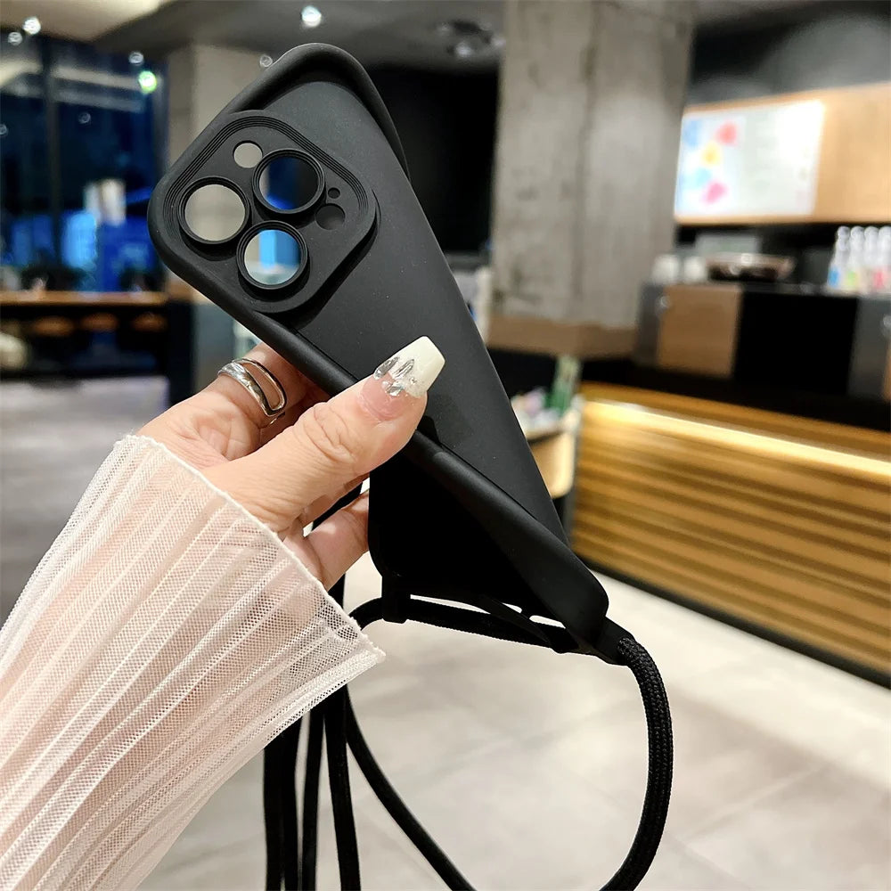 Etui z paskiem przez ramię do iPhone - regulowany sznurek, ochrona przed zarysowaniem