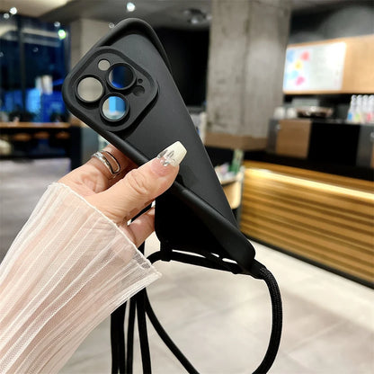 Etui z paskiem przez ramię do iPhone - regulowany sznurek, ochrona przed zarysowaniem