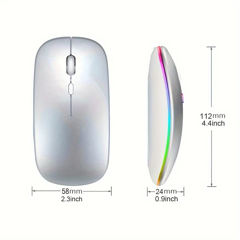 Mysz bezprzewodowa 2.4GHz / Bluetooth 5.1 RGB Cicha Ładowalna 1600DPI Ergonomiczna do PC i Laptopa