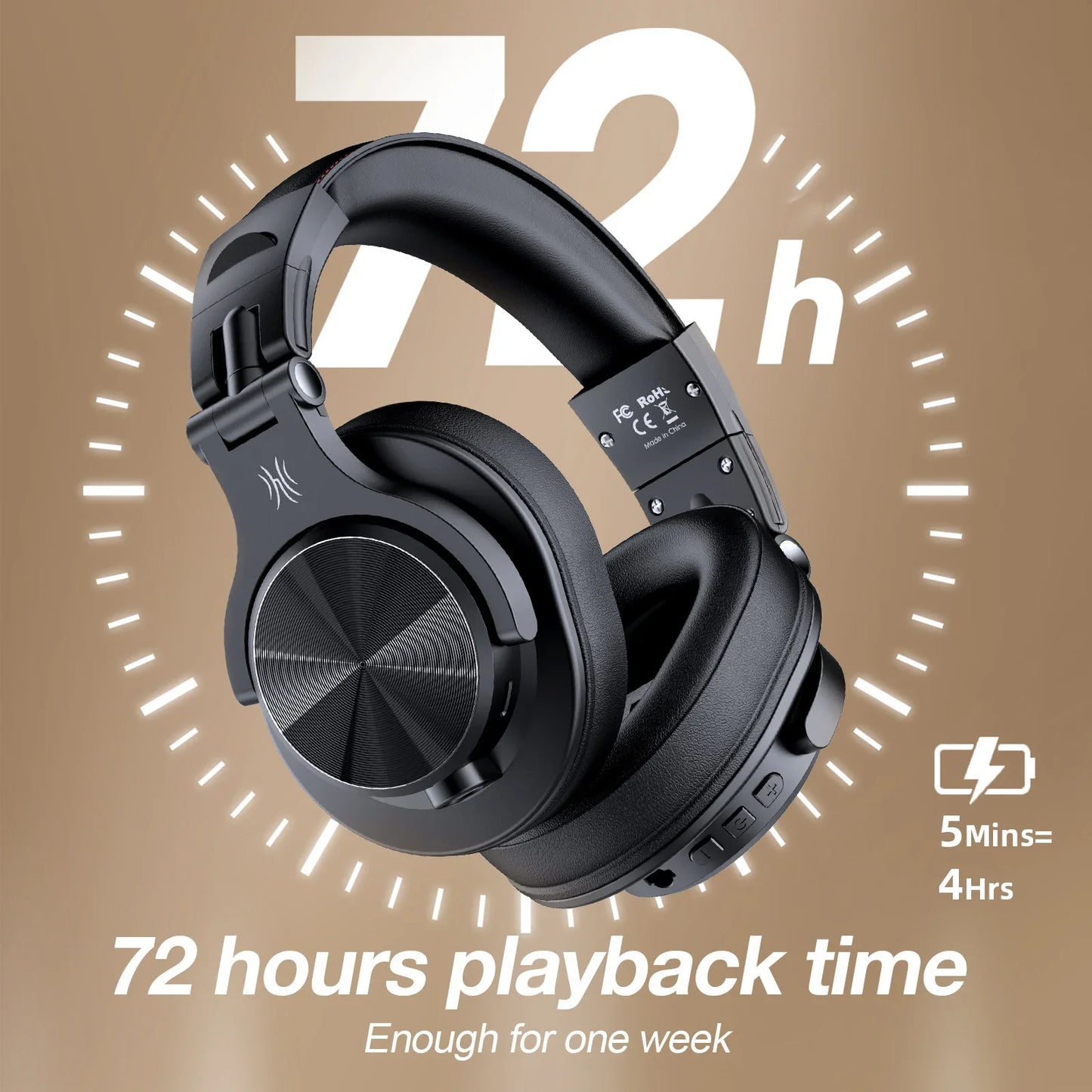 Słuchawki Bluetooth OneOdio Fusion A70 — Hi-Res Audio, 72H, Studio & DJ