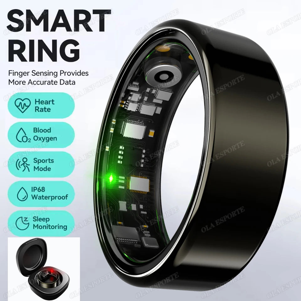 Smartring R09 – Pierścień Smart z Etui | Tętno, SpO2, Temperatura | 5ATM | Android iOS
