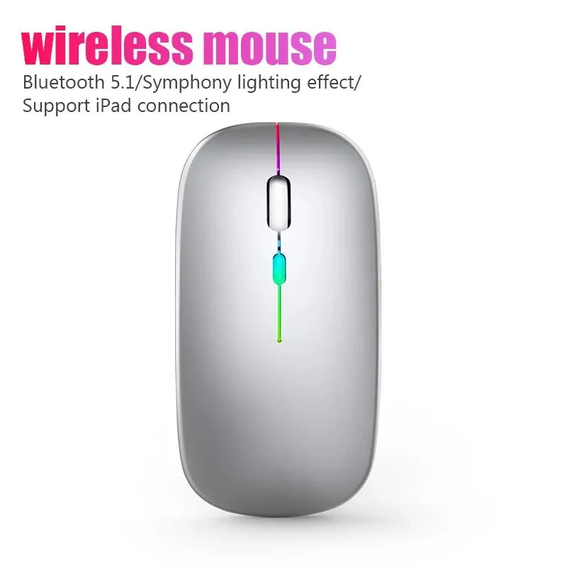 Mysz bezprzewodowa Bluetooth RGB podświetlenie LED ergonomiczna do laptopa PC 3600 DPI ładowana USB