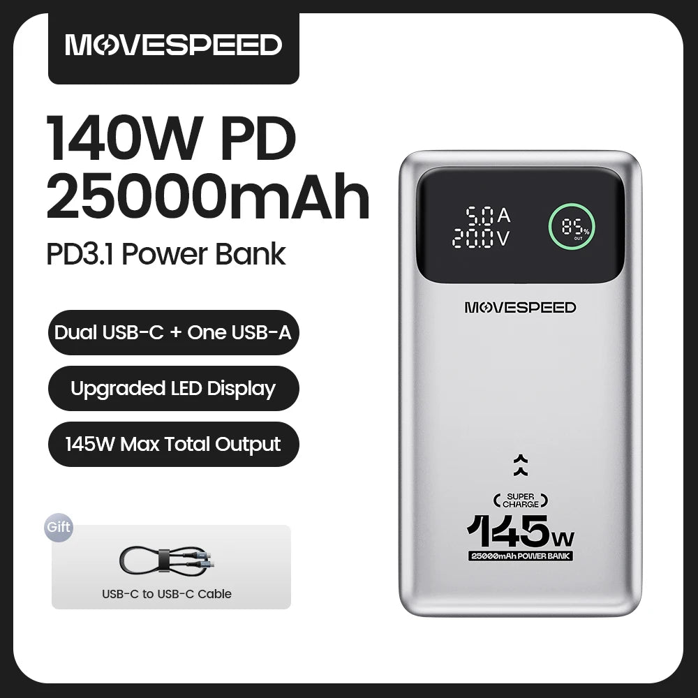 MOVESPEED M25Pro 25000mAh Power Bank 140W USB-C