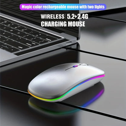 Mysz bezprzewodowa 2.4GHz / Bluetooth 5.1 RGB Cicha Ładowalna 1600DPI Ergonomiczna do PC i Laptopa