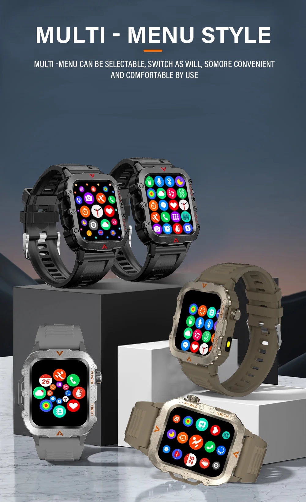 Smartwatch LAXASFIT Q11 – Latarka LED, Monitorowanie Zdrowia, Sport
