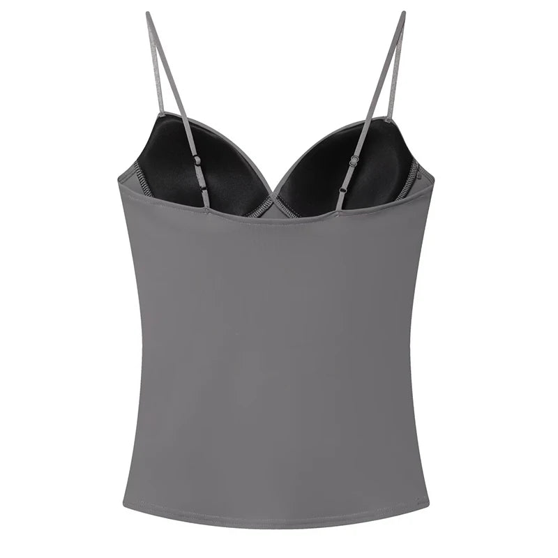 Gorsetowy Top Damski Crop na Ramiączkach – Brązowy Bustier Bodycon Backless